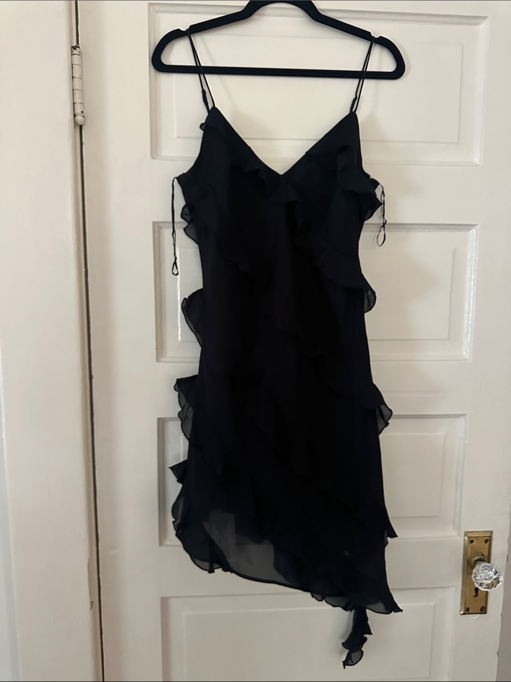 Abercrombie & Fitch Black Ruffle High-Low Slip Dress